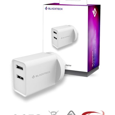 BLACKTECH USB-A Fast Charing Power Adapter – White