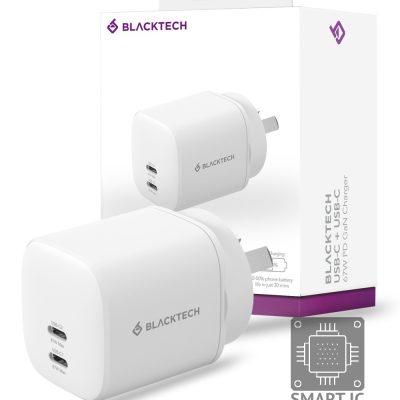 BLACKTECH Dual USB-C 67W Charger With Smart IC – White