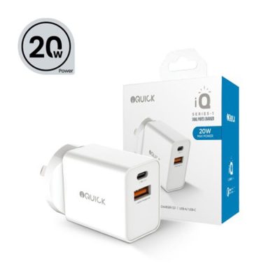 iQuick 20W PD3.0+QC3.0 Fast Charging Adapter – White