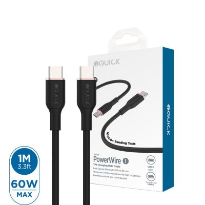 iQuick PowerWire 1 Series USB-C to USB-C Charging Data Cable – 1m