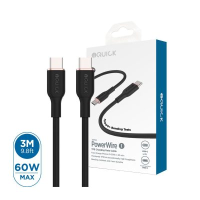 iQuick PowerWire 1 Series USB-C to USB-C Charging Data Cable – 3m