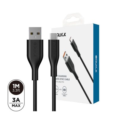 iQuick PVC USB-A to USB-C Fast Charging Cable – 1m